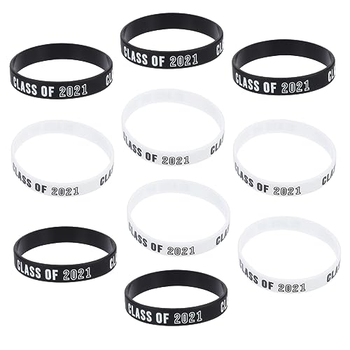GRIRIW 10 Stück 2021 Graduierungsarmband Klasse Von 2021 Armband Abschluss Armreifen 2021 Graduierten -armband Student Handgelenkband Für Absolventen Klasse Der Party 2021 Kieselgel von GRIRIW