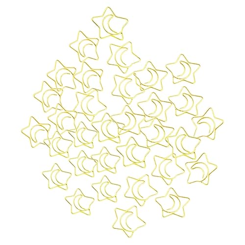 GRIRIW 100 Stück Clips Befestigungselemente Sterne sortiert Stifte Bindemittel papierklemmen dekoklammern Papierklammern Büroklammern süß süße Bastelklammern Handwerkszeug Metall Golden von GRIRIW