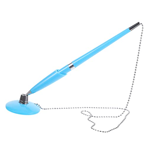 GRIRIW 2 Stück Gegenschreiber mit Stiftkette löschbare Stifte Spitze schwarze Stifte Hefter süße Stifte Tipp schreibutensilien office desk accessories Tischfester Stift Desktop-Stift Blue von GRIRIW