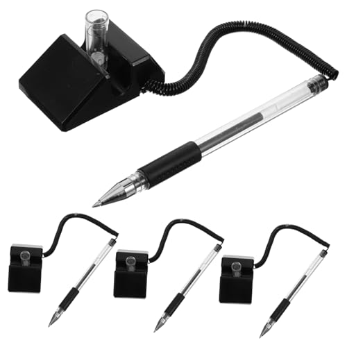 GRIRIW 4 Stück Büro-gelstift Tisch Multi Desktop-gel-tintenstift Bürostift Mit Kette Schreibwaren Kugelschreiber Büro Business Stift Schreibstift Mit Ständer Büro Stift Black Plastik von GRIRIW