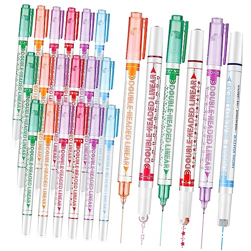 GRIRIW Textmarker Mit Zwei Enden Textmarker Permanentmarker Schwarz Flair Schulbedarf Schreibwaren Zeichenmarker Aufkleber Punkt Gel Füller Zeichenstifte Kunststoff 24 Stück von GRIRIW