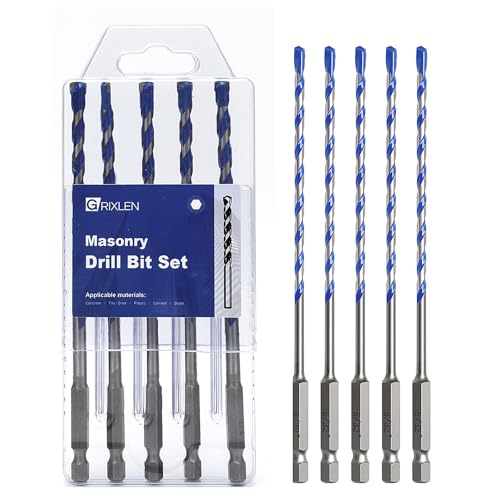 Betonbohrer-Set, Steinbohrer-Set mit Sechskantschaft, Hartmetallspitze für Beton, Fliesen, Ziegel, Kunststoff, Zement, 5 Stück, 5 Stück Betonbohrer-Set, Steinbohrer-Set mit Sechskantschaft, Hartmetallspitze für Beton, Fliesen, Ziegel, Kunststoff, Zement, 5 Stück, 5 Stück von GRIXLEN
