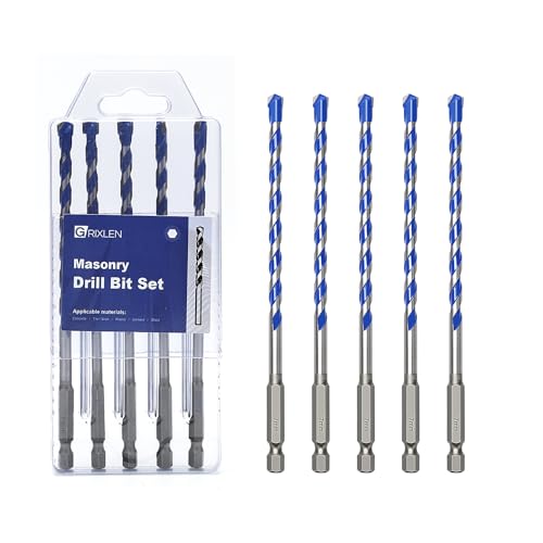 Betonbohrer-Set, Steinbohrer-Set mit Sechskantschaft, Hartmetallspitze für Beton, Fliesen, Ziegel, Kunststoff, Zement, 5 Stück, 7 mm Betonbohrer-Set, Steinbohrer-Set mit Sechskantschaft, Hartmetallspitze für Beton, Fliesen, Ziegel, Kunststoff, Zement, 5 Stück, 7 mm von GRIXLEN
