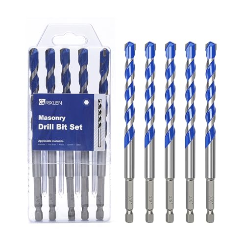 Betonbohrer-Set, Steinbohrer-Set mit Sechskantschaft, Hartmetallspitze für Beton, Fliesen, Ziegel, Kunststoff, Zement, 5 Stück Betonbohrer-Set, Steinbohrer-Set mit Sechskantschaft, Hartmetallspitze für Beton, Fliesen, Ziegel, Kunststoff, Zement, 5 Stück von GRIXLEN