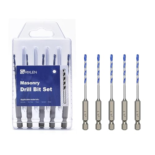 Steinbohrer-Set, Betonbohrer-Set mit Sechskantschaft, Hartmetallspitze für Beton, Zement, Fliesen, Ziegel, Kunststoff und Keramik, 5 Stück Steinbohrer-Set, Betonbohrer-Set mit Sechskantschaft, Hartmetallspitze für Beton, Zement, Fliesen, Ziegel, Kunststoff und Keramik, 5 Stück von GRIXLEN