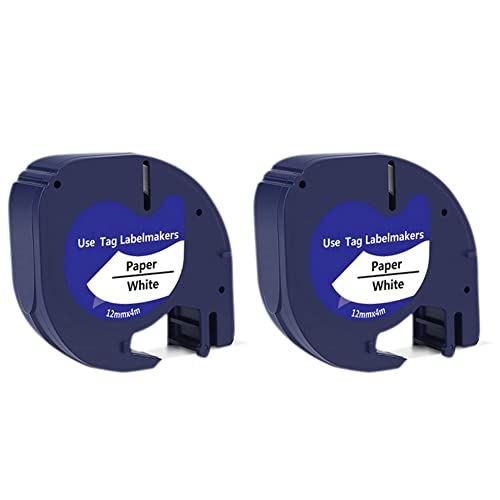 GROCKSTR 2er-Pack -Etikettenband für Letratag Schwarz auf Weißem Kunststoff-Etikettenband für LetraTag Label Maker von GROCKSTR