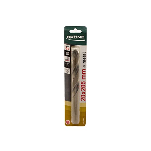 GRÖNE Kobalt Metallbohrer - Bohrer aus Kobalt - HSS-Stahl - Hohe Schnittgeschwindigkeit - Beständig gegen extreme Temperaturen - Überhitzt Nicht - 20 mm 1 Stk. GRÖNE Kobalt Metallbohrer - Bohrer aus Kobalt - HSS-Stahl - Hohe Schnittgeschwindigkeit - Beständig gegen extreme Temperaturen - Überhitzt Nicht - 20 mm 1 Stk. von GRÖNE