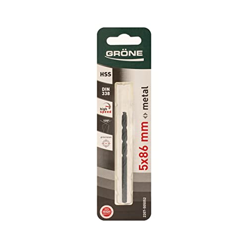 GRÖNE Metallbohrer - Bohrer - HSS-Stahl - Kompatibel mit herkömmlichen Bohrfuttermaschinen - Hohe Schnittgeschwindigkeit - Überhitzt Nicht - 5mm 1 Stk. GRÖNE Metallbohrer - Bohrer - HSS-Stahl - Kompatibel mit herkömmlichen Bohrfuttermaschinen - Hohe Schnittgeschwindigkeit - Überhitzt Nicht - 5mm 1 Stk. von GRÖNE