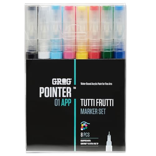 GROG Pointer 01 APP Tutti Frutti Marker Set, 0,7 mm Extra Feine Spitze, Packung mit 8 Stück GROG Pointer 01 APP Tutti Frutti Marker Set, 0,7 mm Extra Feine Spitze, Packung mit 8 Stück von GROG
