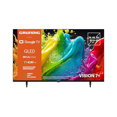 Grundig 43 VOE 84 Q Fernseher 43 Zoll (108 cm) QLED TV, VPI 1800, Google TV, 4K UHD, Dolby Vision, HDR10+, Motion Picture Improvement, Chromecast Built-in, Bluetooth, Smart TV, Schwarz von GRUNDIG
