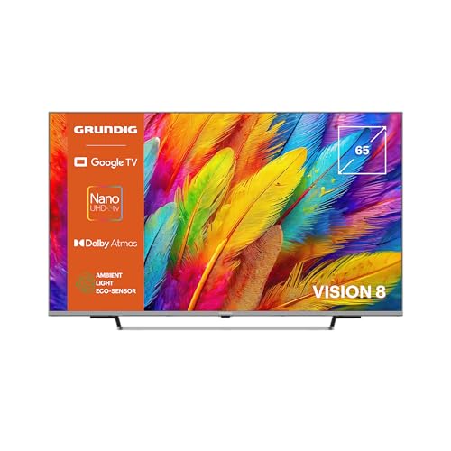 GRUNDIG 65 VOE 83 Fernseher 65 Zoll (164 cm) Nano UHD+, Google, 4K UHD, Dolby Atmos, Magic Fidelity, Chromecast Built-in, Bluetooth, Smart, Sprachsteuerung, Schwarz von GRUNDIG
