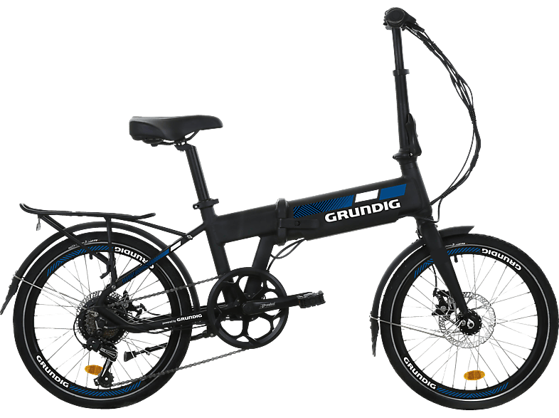 GRUNDIG E-Faltrad 20" Urbanbike (Laufradgröße: 20 Zoll, Rahmenhöhe: 30 cm, Unisex-Rad, 252 Wh, Schwarz) von GRUNDIG