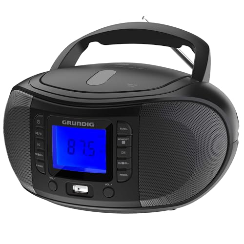 GRUNDIG GRB 3500 tragbare Radio Boombox mit Bluetooth, integrierter CD-Player, USB 2.0 Anschluss, 3,5 mm Kopfhöreranschluss, FM Empfangsteil mit PLL-Frequenz- Abstimmung, 30 Senderspeicher, Schwarz GRUNDIG GRB 3500 tragbare Radio Boombox mit Bluetooth, integrierter CD-Player, USB 2.0 Anschluss, 3,5 mm Kopfhöreranschluss, FM Empfangsteil mit PLL-Frequenz- Abstimmung, 30 Senderspeicher, Schwarz von GRUNDIG