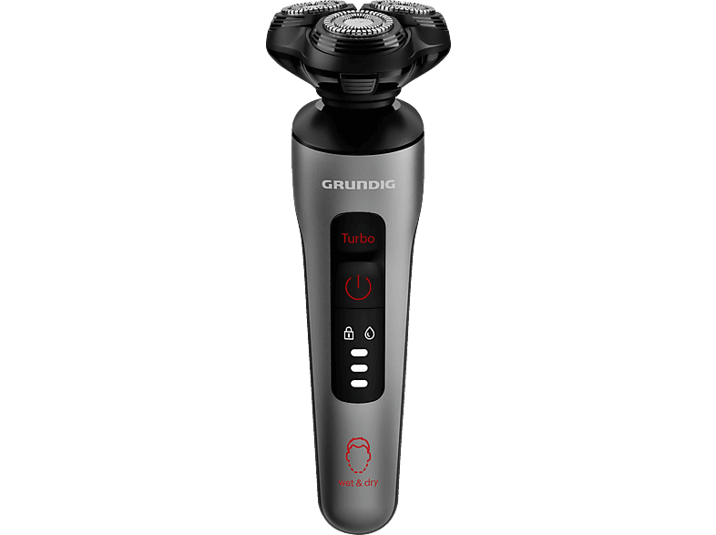 GRUNDIG MS 8130 Rasierer ProClub™ Dunkles Mattchrom/Rot (Beweglich gelagerte rotierende Scherköpfe) von GRUNDIG