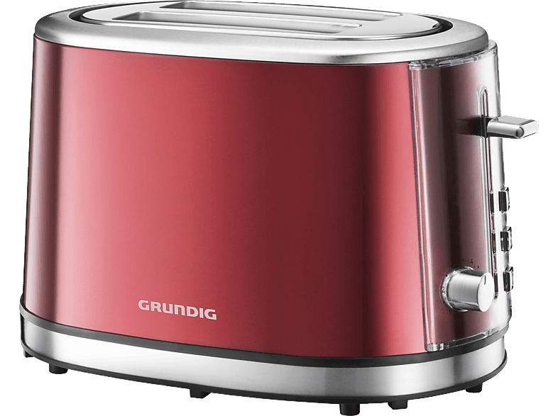 GRUNDIG TA 6330 Toaster Metallic/Rot/Edelstahl (850 Watt, Schlitze: 2) von GRUNDIG