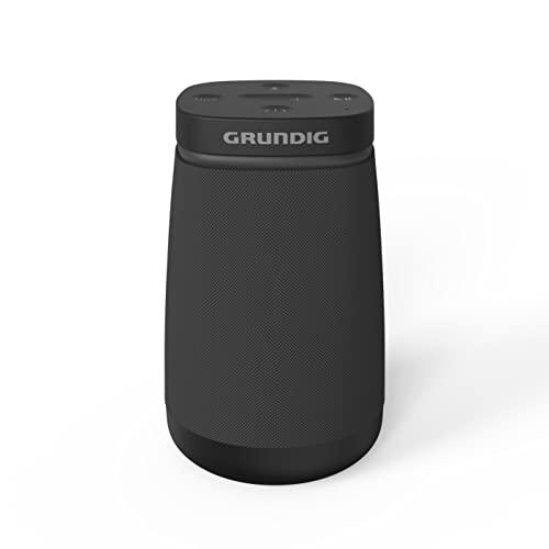 Grundig Bluetooth Lautsprecher Portable 360, Musikbox, 360°-Sound, 12 Watt RMS, bis zu 30 m Reichweite, bis zu 11 Stunden Akkulaufzeit, Freisprechfunktion, AUX Input, LED Akkustandanzeige, Schwarz von GRUNDIG