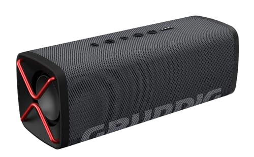 Grundig GBT Club Black - Bluetooth Lautsprecher, Soundbox, Bass, 20 W RMS Gesamtausgangsleistung, bis zu 20 Meter Reichweite, mehr als 20 Std. Akkulaufzeit, Powerbank-Funktion, Wasserdicht, Schwarz von GRUNDIG