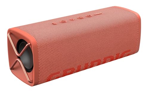 Grundig GBT Club Coral - Bluetooth Lautsprecher, Soundbox, Bass, 20 W RMS Gesamtausgangsleistung, bis zu 20 Meter Reichweite, mehr als 20 Std. Akkulaufzeit, Powerbank-Funktion, Wasserdicht, Rot von GRUNDIG