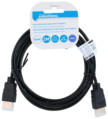 Grundig HDMI-Kabel 2 Meter - Kabel mit Ethernet-Funktionalität - Hohe Geschwindigkeit und 4K-Bildqualität - Stabile Verbindung und HDR-Bildqualität - HDMI 4.1 - Kunststoff - Schwarz Grundig HDMI-Kabel 2 Meter - Kabel mit Ethernet-Funktionalität - Hohe Geschwindigkeit und 4K-Bildqualität - Stabile Verbindung und HDR-Bildqualität - HDMI 4.1 - Kunststoff - Schwarz von GRUNDIG