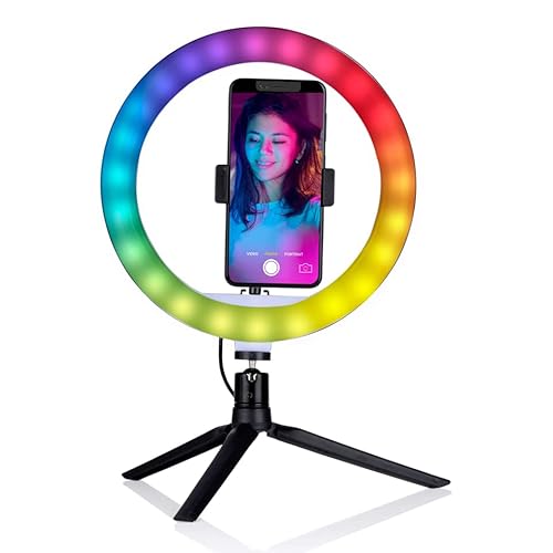 Grundig LED Ringlicht mit Stativ - Ringlicht Handy mit Stativ - LED Ringlampe mit 150 LEDs - Handystativhalter mit Ringlicht - Verstellbares Ringlicht mit Farb- und Helligkeitsmodi Grundig LED Ringlicht mit Stativ - Ringlicht Handy mit Stativ - LED Ringlampe mit 150 LEDs - Handystativhalter mit Ringlicht - Verstellbares Ringlicht mit Farb- und Helligkeitsmodi von GRUNDIG