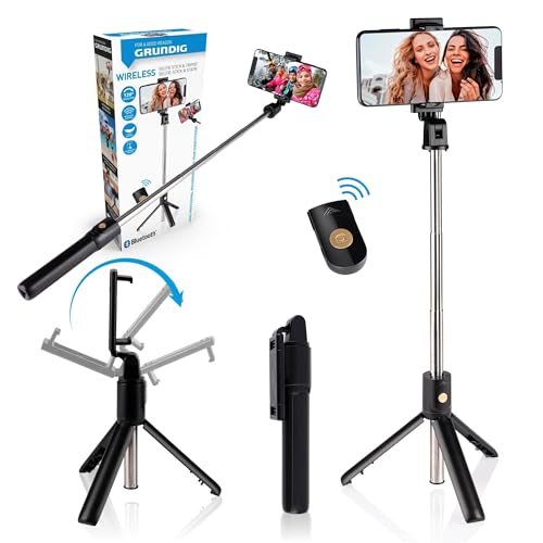 Grundig Selfie Stick und Handystativ - Stativ für Smartphone - mit Bluetooth-Fernbedienung - Smartphones von 58 bis 100 MM - Ausfahrbar von 19 bis 70 cm - Kunststoff - Schwarz Grundig Selfie Stick und Handystativ - Stativ für Smartphone - mit Bluetooth-Fernbedienung - Smartphones von 58 bis 100 MM - Ausfahrbar von 19 bis 70 cm - Kunststoff - Schwarz von GRUNDIG