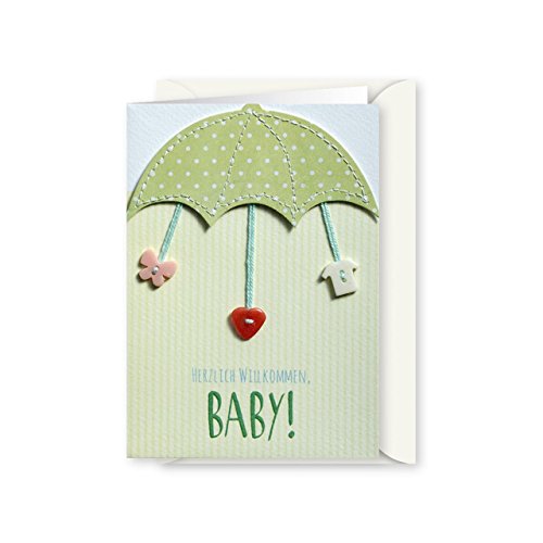 Knopfkarte 67 - Herzlich Willkommen Baby! - Babykarte - Midi-Karte von GRUSS & CO