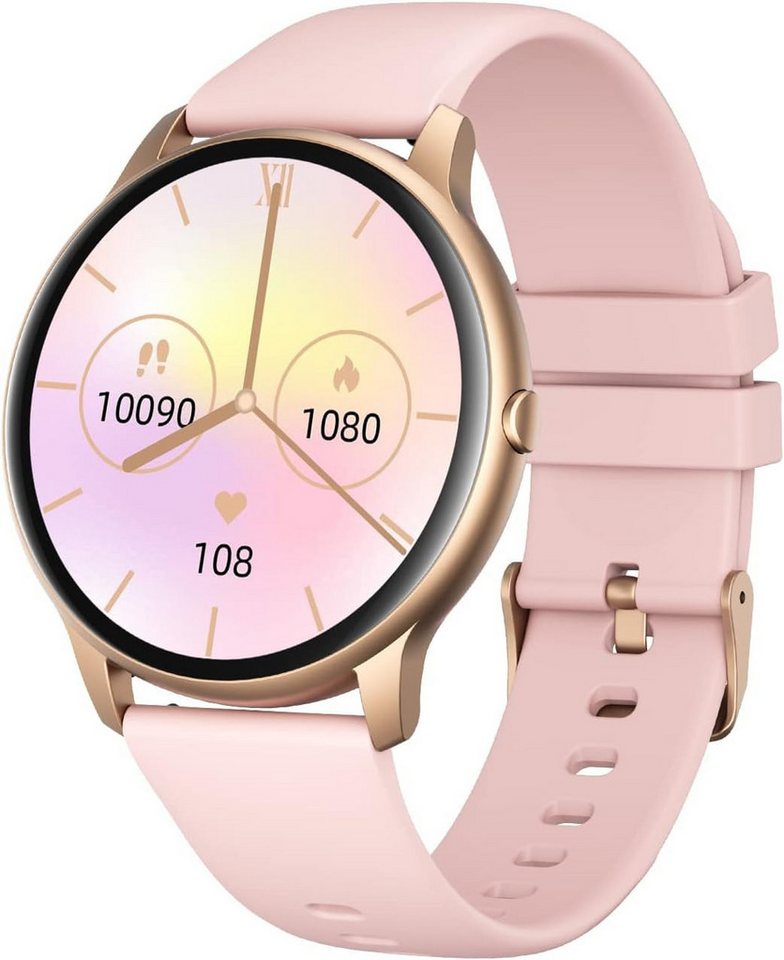 GRV mit Herzfrequenzmessung,Schrittzähler,Schlafmonitor,7Tage Akkulaufzeit Smartwatch (1,28 Zoll, Android, iOS), Schlaf Fitness-Tracker, Wasserdicht Textnachrichten für Damen Herren von GRV