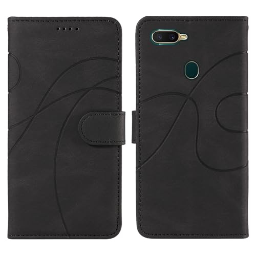 GRXRITUK Kompatibel mit Oppo A7 Kartensteckplatz Halter Abnehmbares Armband Flip Handyhülle Multifunktionshülle Kompatibel mit Oppo A7 zy (Schwarz) von GRXRITUK