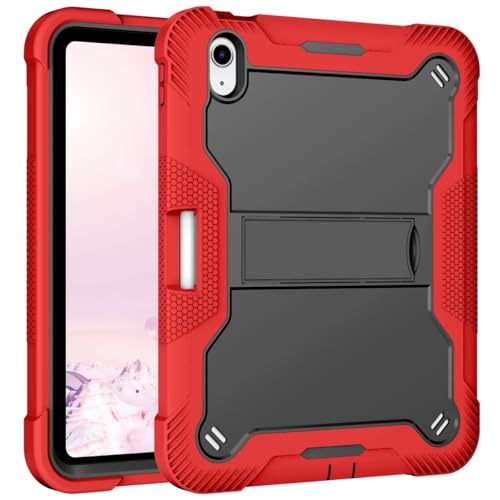 Kompatibel mit iPad 10. Generation 27,7 cm (11 Zoll), 2022, robuste, stoßfeste Hybrid-Schutzhülle mit integriertem Ständer, Rot und Schwarz von GRXRITUK