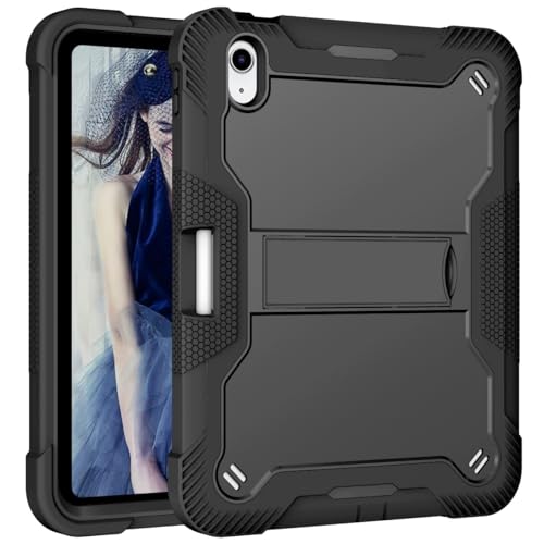 Kompatibel mit iPad der 10. Generation 27,7 cm (11 Zoll), 2022, robuste, stoßfeste Hybrid-Schutzhülle, Tablet-Hülle mit integriertem Ständer, Schwarz von GRXRITUK