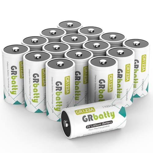GRbatty CR123A 3V Lithium Batterie 16 Stück, 1700mAh CR123 Batterie mit hoher Kapazität Foto 3 Volt Lithium Batterien für Taschenlampe, Sicherheitssensor Bewegung (Nicht wiederaufladbar) von GRbatty