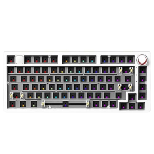 Anpassbares 75 -Prozent -Kabel -Aluminium -Tastatur -Kit mit RGB -Hintergrundbeleuchtungsdichtung und robuste Metallbasis Kompatibel mit Spiele(White-RGB Light) von GRzHKN
