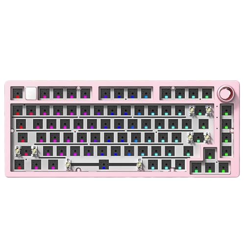GRzHKN Anpassbares 75 -Prozent -Kabel -Aluminium -Tastatur -Kit mit RGB -Hintergrundbeleuchtungsdichtung und robuste Metallbasis Kompatibel mit Spiele(Pink-RGB Light) von GRzHKN