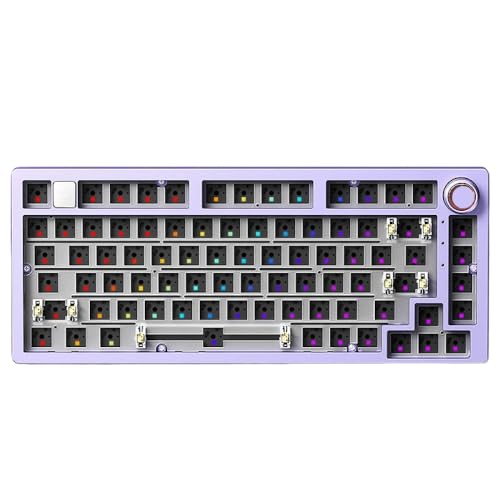 GRzHKN Anpassbares 75 -Prozent -Kabel -Aluminium -Tastatur -Kit mit RGB -Hintergrundbeleuchtungsdichtung und robuste Metallbasis Kompatibel mit Spiele(Purple-RGB Light) von GRzHKN