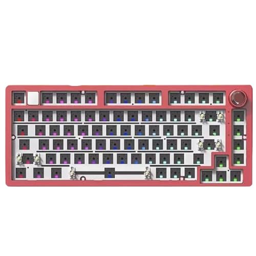 GRzHKN Anpassbares 75 -Prozent -Kabel -Aluminium -Tastatur -Kit mit RGB -Hintergrundbeleuchtungsdichtung und robuste Metallbasis Kompatibel mit Spiele(Red-RGB Light) von GRzHKN