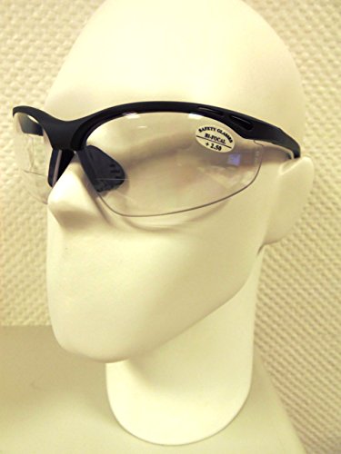 Bifocal Schutzbrille 2,5 Dioptrien im unteren Nahbereich - Arbeitsschutzbrille Lesebrille Bi-Focal Funktion - kratzfest und beschlagfrei - Optische Klasse 1 von GSF