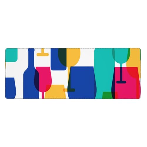 GSGCSBYMLG Bedrucktes Mauspad mit Cocktailgläsern und Weinflaschen, 30 x 80 cm, großes Büro-Schreibtischunterlage, Schreibtisch-Dekoration GSGCSBYMLG Bedrucktes Mauspad mit Cocktailgläsern und Weinflaschen, 30 x 80 cm, großes Büro-Schreibtischunterlage, Schreibtisch-Dekoration von GSGCSBYMLG