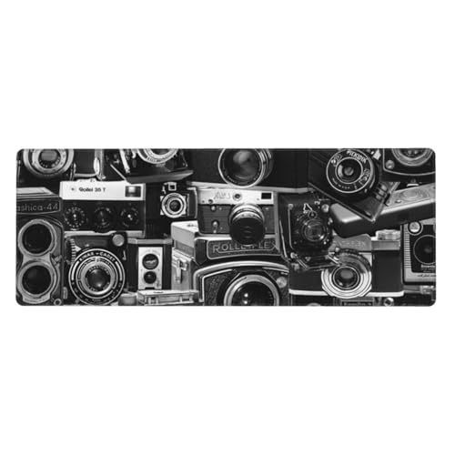 GSGCSBYMLG Mauspad, Retro-Kamera-Kollektion, bedruckt, 30 x 80 cm, großes Büro-Schreibtischunterlage, Schreibtisch-Dekoration von GSGCSBYMLG