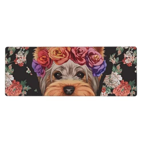 GSGCSBYMLG Mauspad mit Yorkie-Blumendruck, 30 x 80 cm, großes Büro-Schreibtischunterlage, Schreibtisch-Dekoration GSGCSBYMLG Mauspad mit Yorkie-Blumendruck, 30 x 80 cm, großes Büro-Schreibtischunterlage, Schreibtisch-Dekoration von GSGCSBYMLG