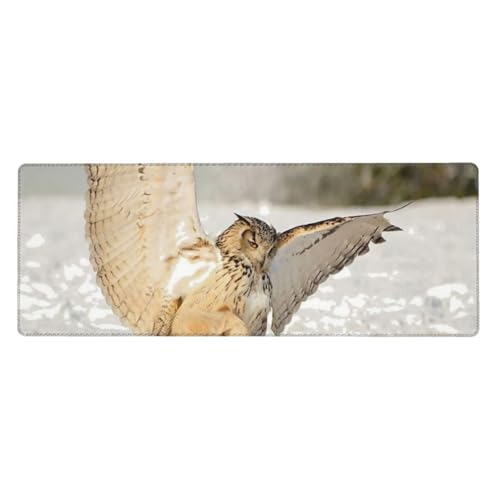GSGCSBYMLG Mauspad mit fliegender Eule, bedruckt, 30 x 80 cm, großes Büro-Schreibtischunterlage, Schreibtisch-Dekoration von GSGCSBYMLG