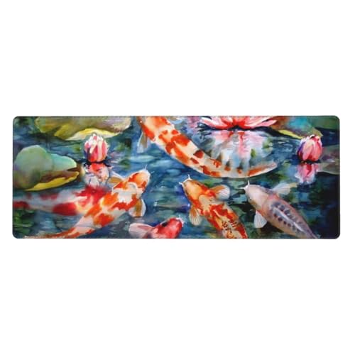 GSGCSBYMLG Mauspad mit japanischem Koi-Fisch, bedruckt, 30 x 80 cm, großes Büro-Schreibtischunterlage, Schreibtisch-Dekoration GSGCSBYMLG Mauspad mit japanischem Koi-Fisch, bedruckt, 30 x 80 cm, großes Büro-Schreibtischunterlage, Schreibtisch-Dekoration von GSGCSBYMLG