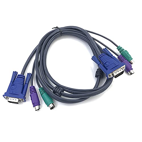 1,5 m 5ft 3m 10ft USB-VGA SVGA KVM 15-Pin-Standardschalter-Drucker PS2-Kabel für PS / 2-Tastatur-Monitor-Maus geeignet-1.5M von GSHJULAIKJ
