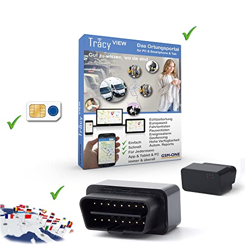 Tracy-OB12 Sofortstartpaket: Kompakter OBD2 KFZ/LKW GPS-Tracker inkl. EU-Ortung, vorinstall. SIM-Karte, Portal & App fertig vorbereitet. 12 Monate Alles inklusive. Einstecken, fertig! von GSM-One
