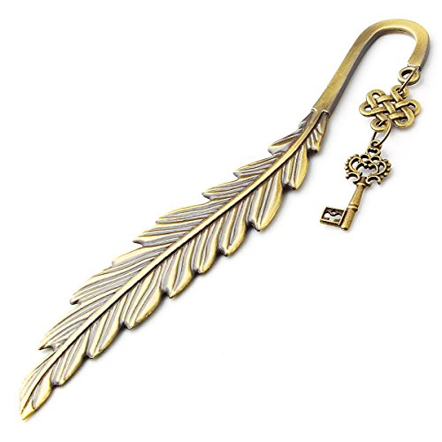 GSPStyle Retro Schöne Lesezeichen Anhänger Bookmark Envelope Messer mit Metallanhänger Bronze Feder - Schlüssel von GSPStyle