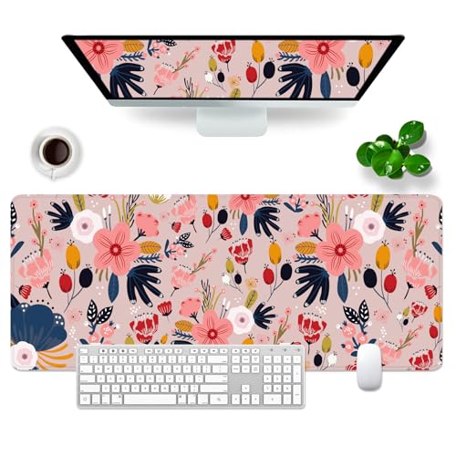 Gaming Mousepad Großes Mauspad 80x30cm Schreibtischunterlage XL Mousepad & Desk Pad (Blume) von GSQITE