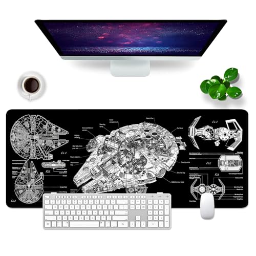 Schwarz Gaming Mousepad Großes Mauspad 80x30cm XL Mousepad, Desk Pad Gaming PC Tastatur Mauspad groß Schreibtischunterlage (Mauspad -8) von GSQITE
