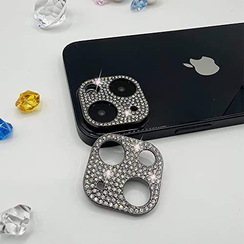 GSRYPC Kamera-Objektivschutz, kompatibel mit iPhone 14/15 Serie, 3D-Glitzer-Glitzer-Diamant-Abdeckungs-Aufkleber, Schwarz, 2 Stück von GSRYPC