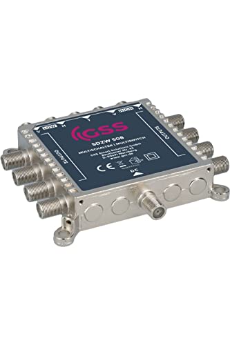 GSS 5/8 Multischalter STROMLOS für Quattro & Quad LNB, Multiswitch für 1 Satelliten & 8 Teilnehmer (TV, Sat Receiver), Stromloser HD 4K Digtal Matrix Sat Verteiler für Schüssel Spiegel Antenne von GSS