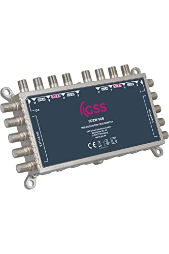 GSS 9/8 Multischalter 0 Watt im Standby 8 Teilnehmer 2 Satelliten - Matrix, Multiswitch für Satellitenschüssel, Digital HDTV 4K 8K TV, Fernseher, Sat Anlage, Receiver - Verteiler, Schalter (SDZW908) von GSS