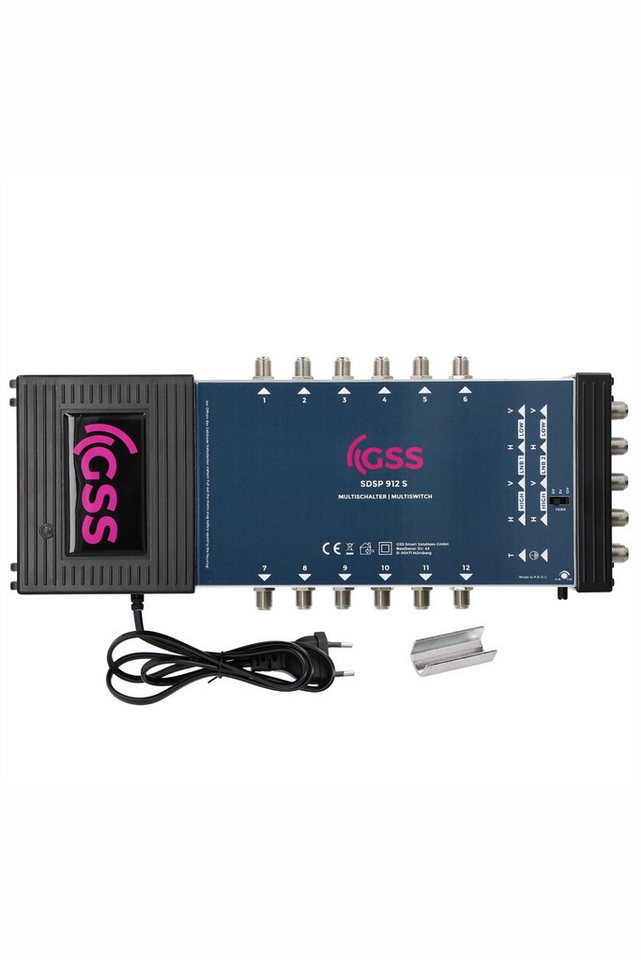 GSS SAT-Multischalter SDSP 912 S - für 2 Quad oder 2 Quattro LNB geeignet, 12 Teilnehmer 2 Satelliten, Aufdrehhilfe - Regelbare Terrestrik von GSS